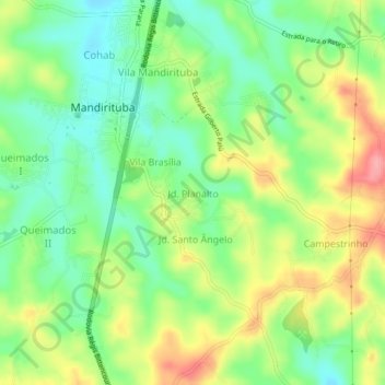 Jd. Planalto topographic map, elevation, terrain