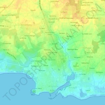Penn an Hent topographic map, elevation, terrain
