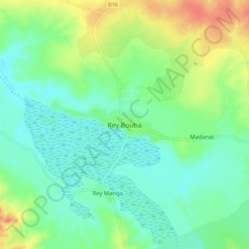 Rey Bouba topographic map, elevation, terrain