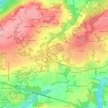 Ty Croaz topographic map, elevation, terrain
