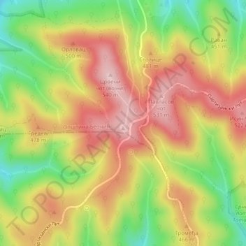 Fruška gora topographic map, elevation, terrain