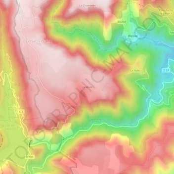 Le Mont topographic map, elevation, terrain