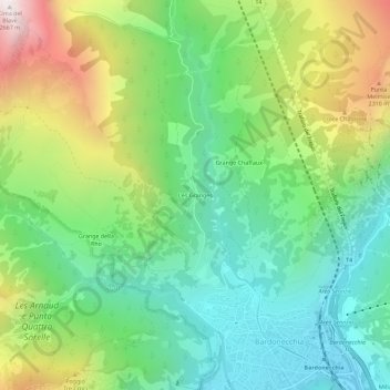 Les Granges topographic map, elevation, terrain