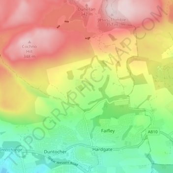 Cochno topographic map, elevation, terrain