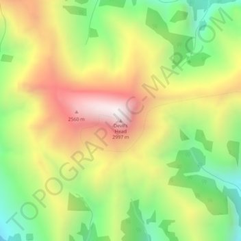 Devil's Head topographic map, elevation, terrain
