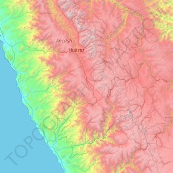 Province of Recuay topographic map, elevation, terrain