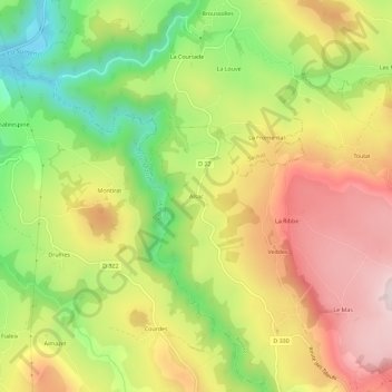 Alsac topographic map, elevation, terrain