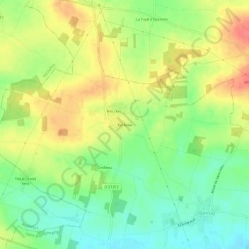 Barbeau topographic map, elevation, terrain