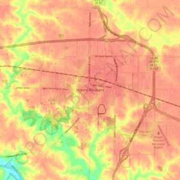 Mount Pleasant topographic map, elevation, terrain