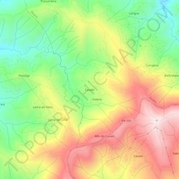 Cavalo topographic map, elevation, terrain