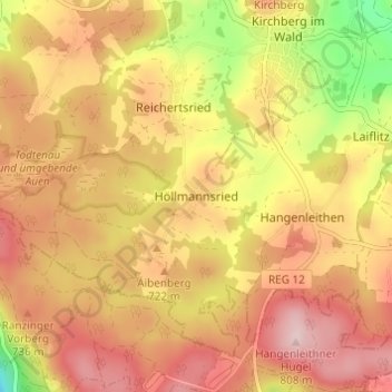 Höllmannsried topographic map, elevation, terrain