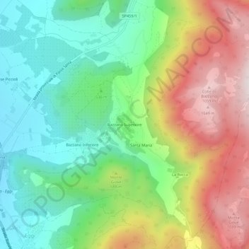 Bazzano Superiore topographic map, elevation, terrain
