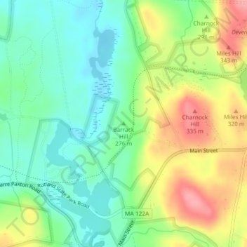 Barrack Hill topographic map, elevation, terrain
