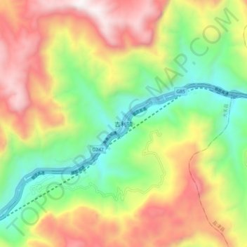 吉利镇 topographic map, elevation, terrain