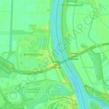 Am Rhein topographic map, elevation, terrain