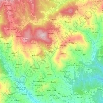 Foglio topographic map, elevation, terrain