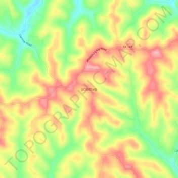 Jacobsburg topographic map, elevation, terrain
