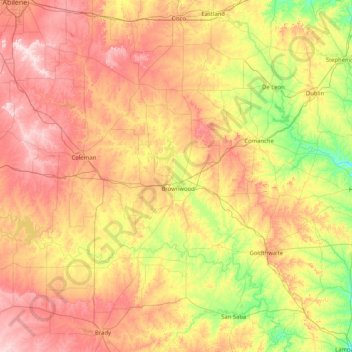 Brown topographic map, elevation, terrain