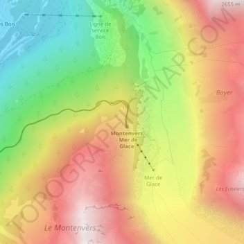 Montenvers topographic map, elevation, terrain