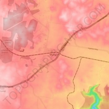 Marulan topographic map, elevation, terrain