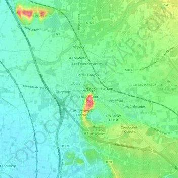 Orange topographic map, elevation, terrain
