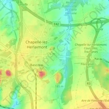 Le Douaire topographic map, elevation, terrain