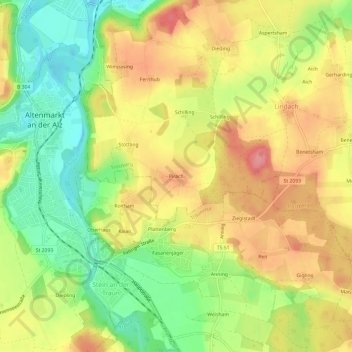 Pirach topographic map, elevation, terrain