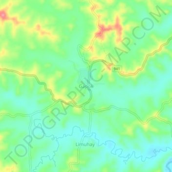 Gapok topographic map, elevation, terrain