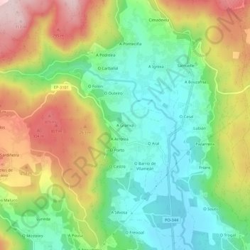 A Granxa topographic map, elevation, terrain