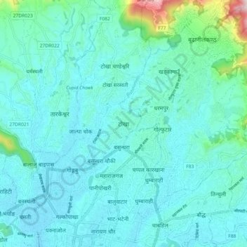 Tokha topographic map, elevation, terrain