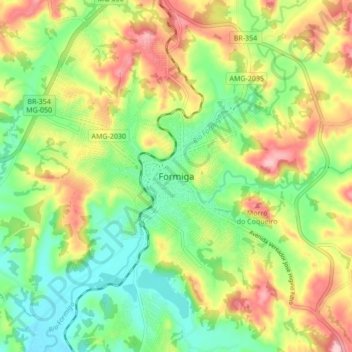 Formiga topographic map, elevation, terrain