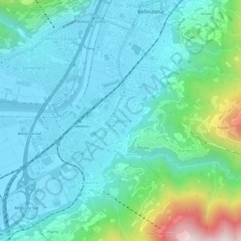 Giubiasco topographic map, elevation, terrain