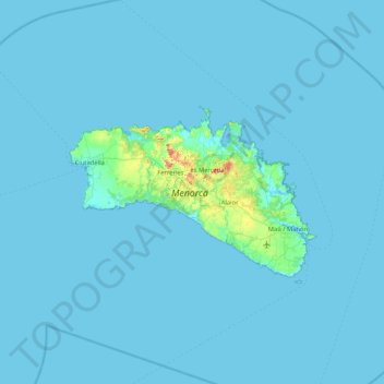 Menorca topographic map, elevation, terrain