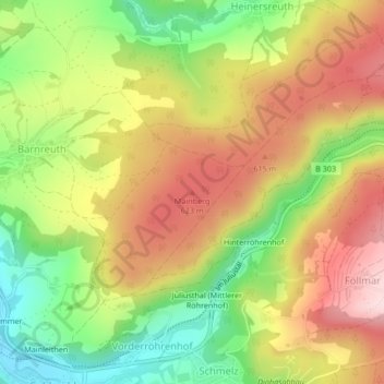Mainberg topographic map, elevation, terrain