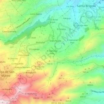El Gamonal Alto topographic map, elevation, terrain