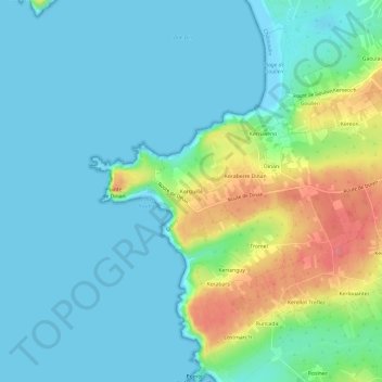 Kerguillé topographic map, elevation, terrain