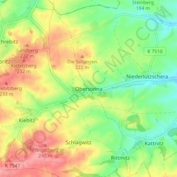 Obersteina topographic map, elevation, terrain