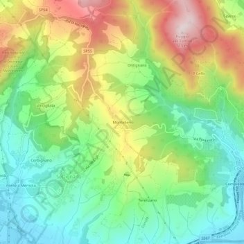 Montebeni topographic map, elevation, terrain