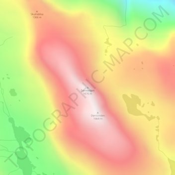 Dønttinden topographic map, elevation, terrain