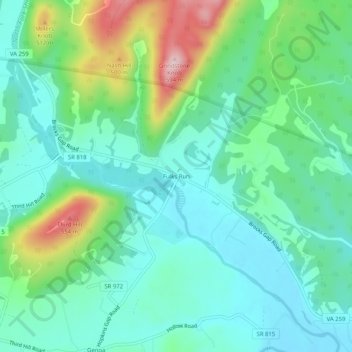 Fulks Run topographic map, elevation, terrain