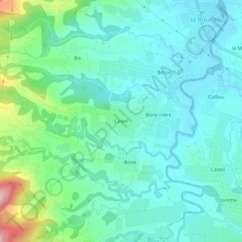 Cadet topographic map, elevation, terrain
