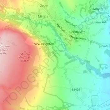 Wern topographic map, elevation, terrain