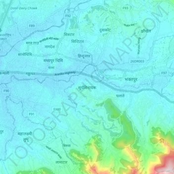 Suryabinayak topographic map, elevation, terrain