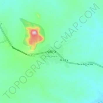 Gouna topographic map, elevation, terrain