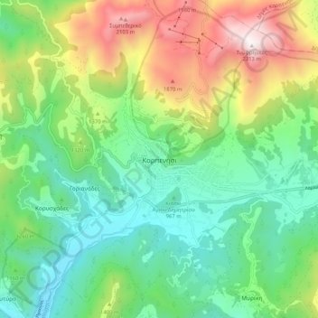 Karpenisi topographic map, elevation, terrain