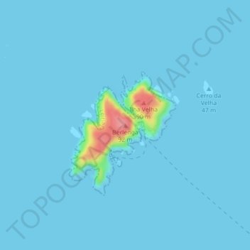 Berlenga topographic map, elevation, terrain