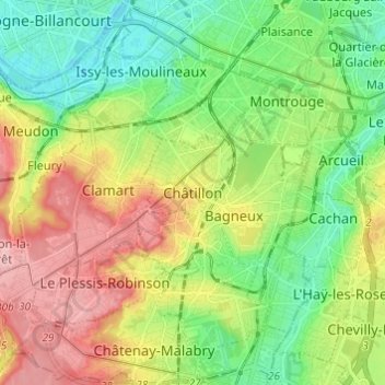 Châtillon topographic map, elevation, terrain