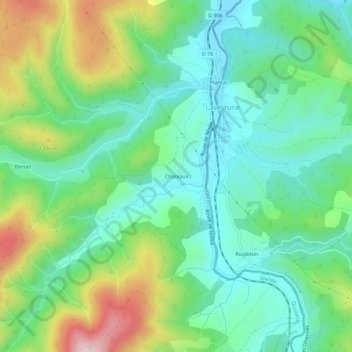 Chaniaux topographic map, elevation, terrain