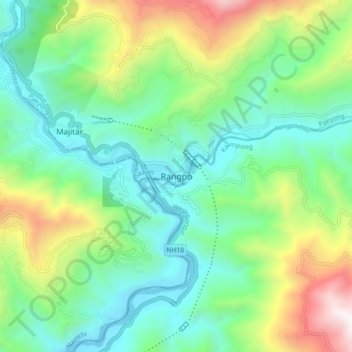 Rangpo topographic map, elevation, terrain