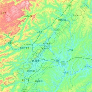 Prefettura autonoma tujia e miao di Xiangxi topographic map, elevation, terrain